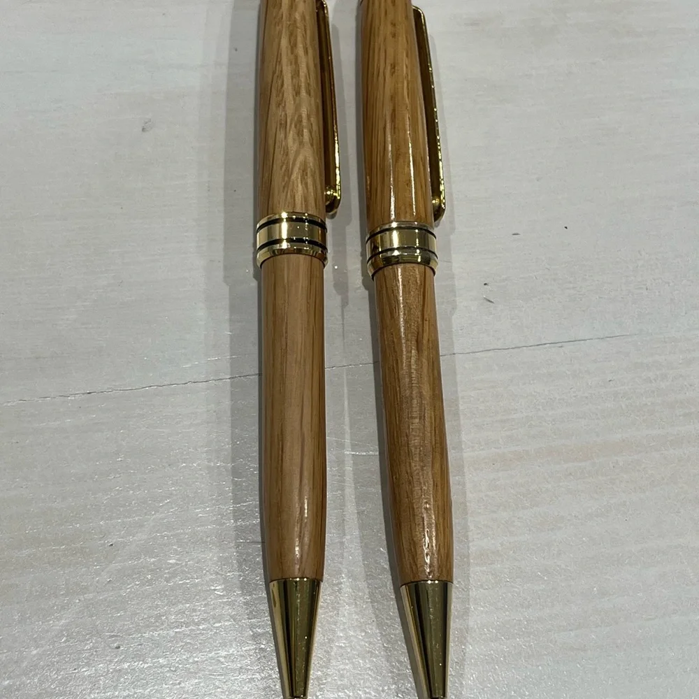 Gold‎ and Tan wood pen and pencil Set with cross pencil refills